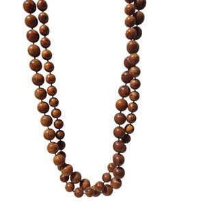 Vintage Brown Marbled Beaded Necklace Grannycore Retro Boho Chic Fashion Jewelry